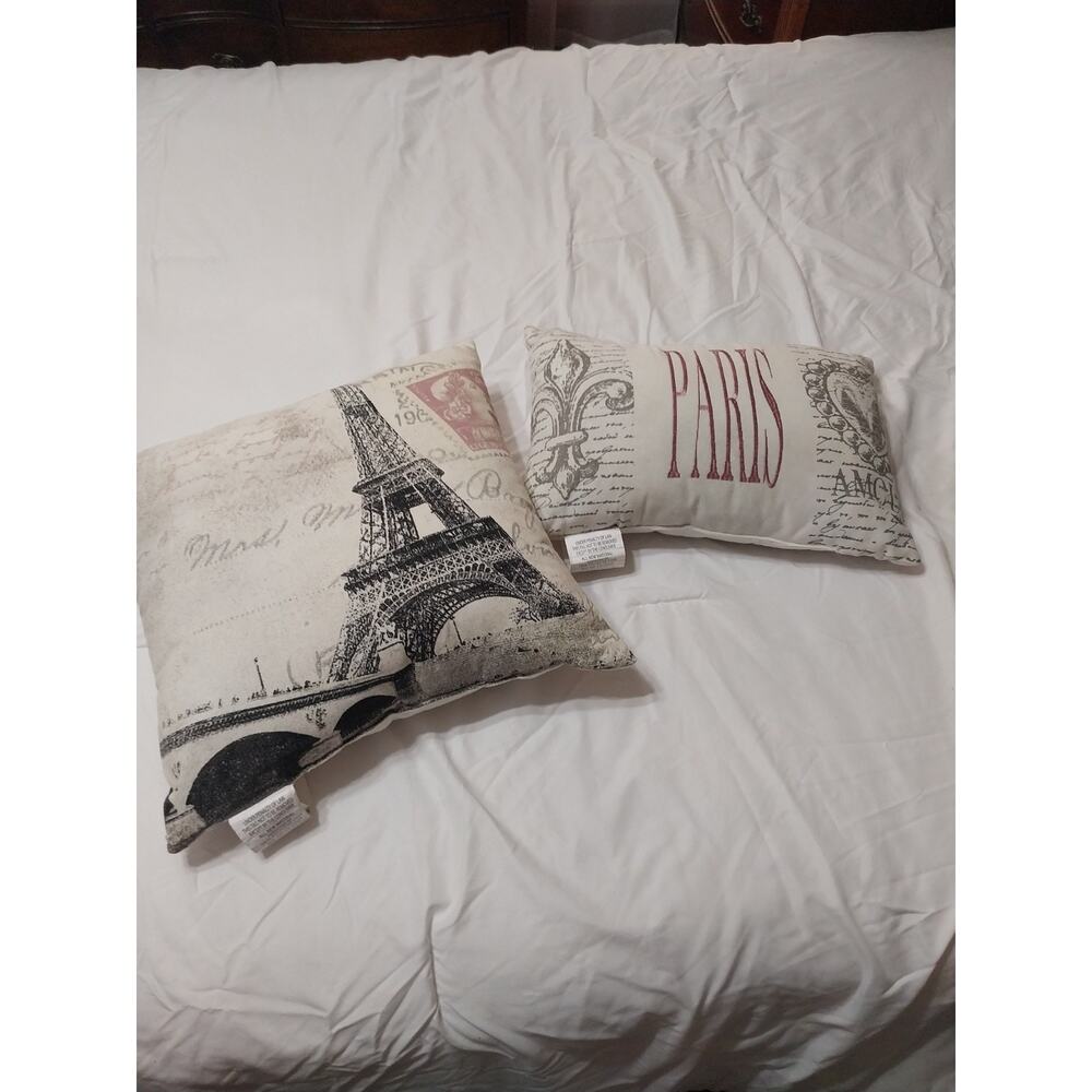 Paris Themed Throw Pillows Set Of 2 Size 18x13 And 18x18